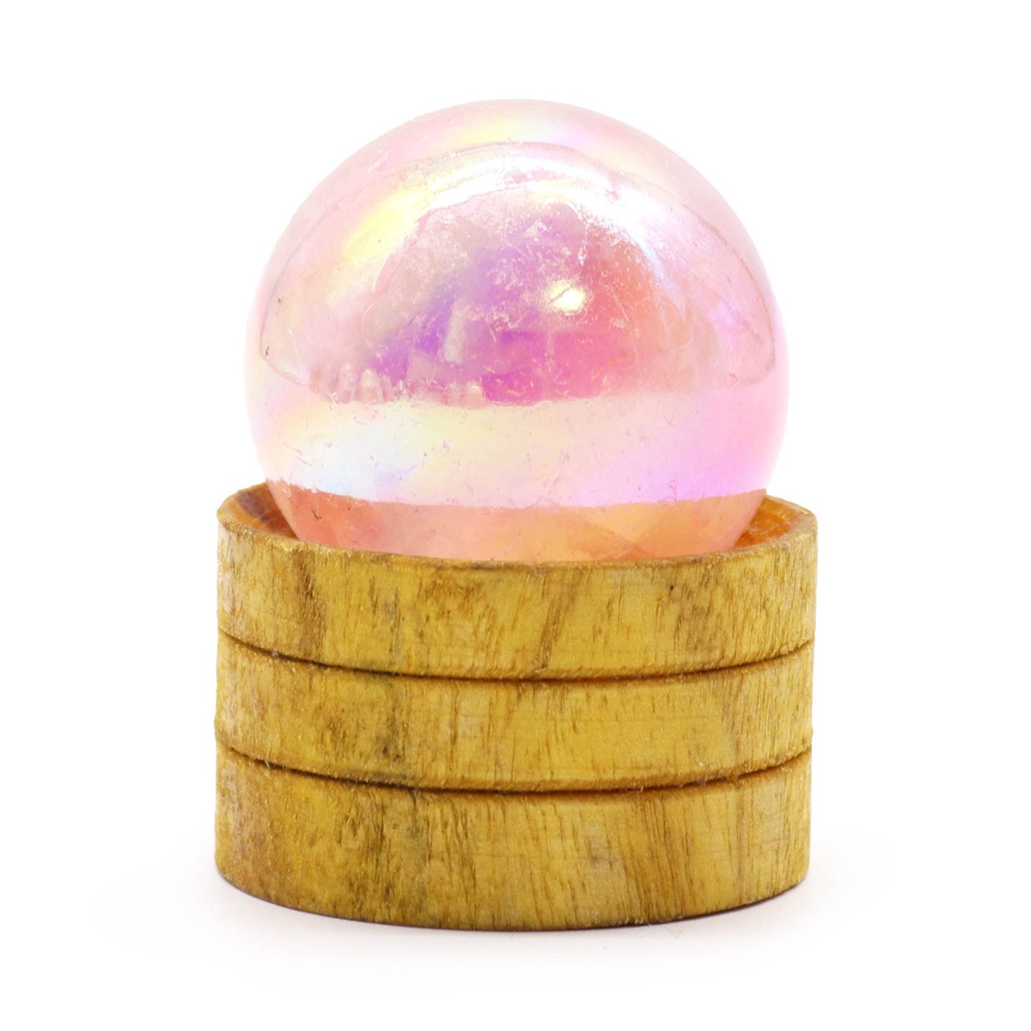 Gemstone Sphere 40mm - Rose Quartz Titanium Aura with Stand | Auro & Co