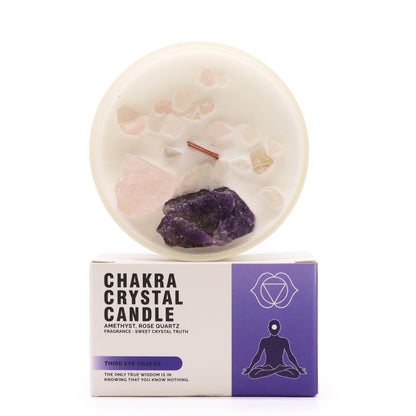 Third Eye Chakra Crystal Candle - Intuitive Vision