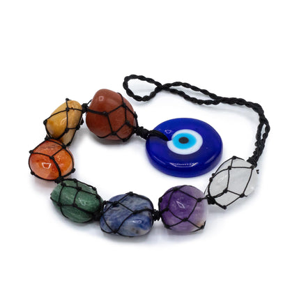 Hanging Chakra Stone  Pendant - Evil Eye | Auro & Co
