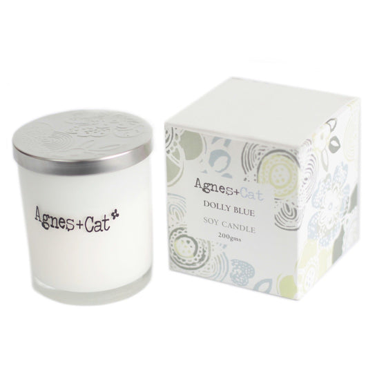 Agnes + Cat Votive Candle - Dolly Blue – detail view