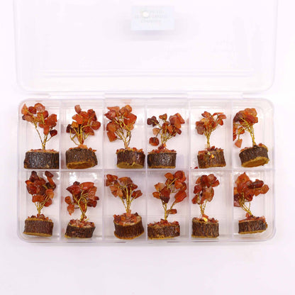Mini Gemstone Tree On Wood Base - Carnelian (15 stones)