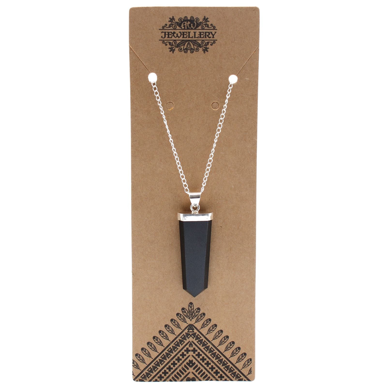 Gemstone Flat Pencil Pendant - Black Agate – detail view