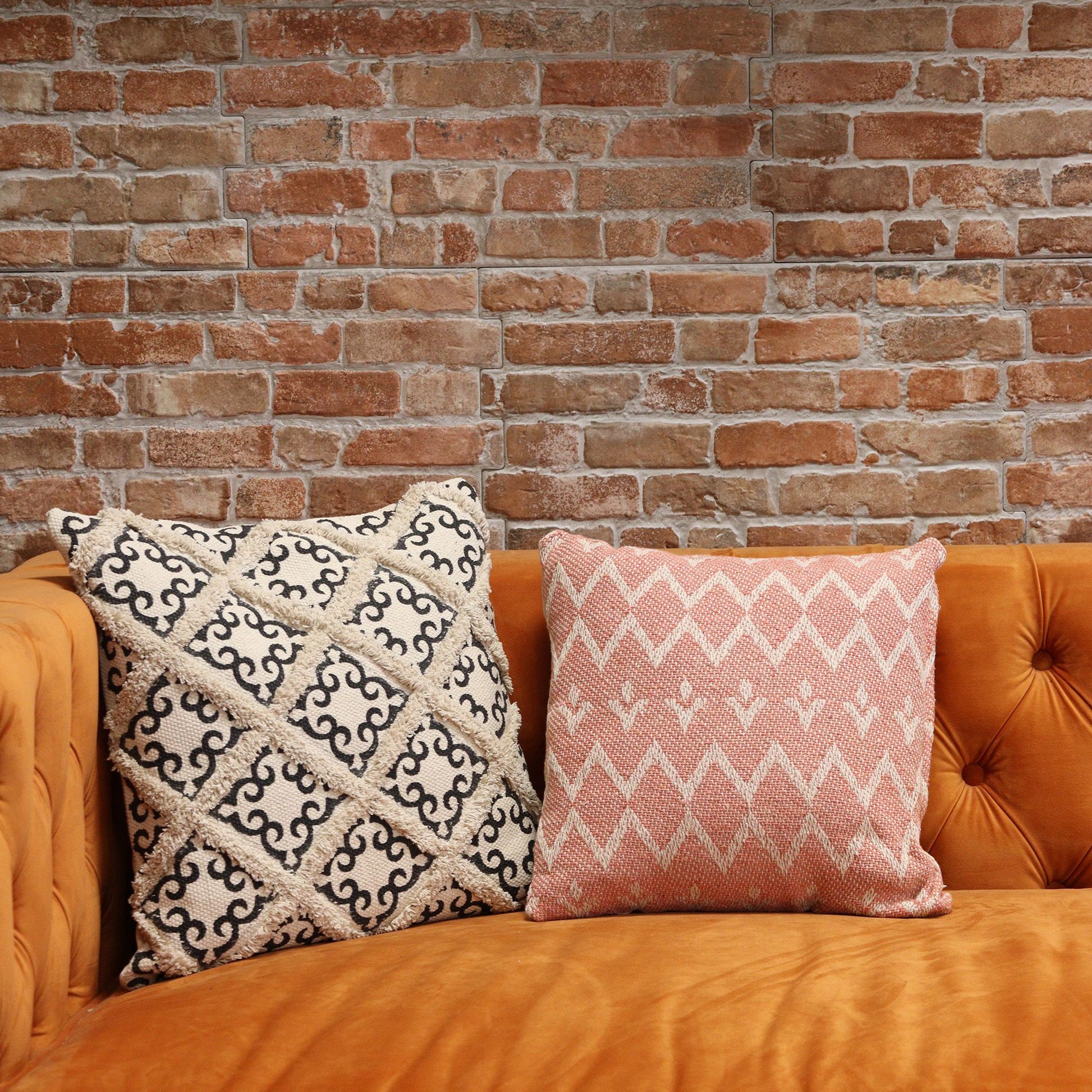 Coral Sunrise Jagged Pattern Cushion Cover – 40x40 cm – product image 5