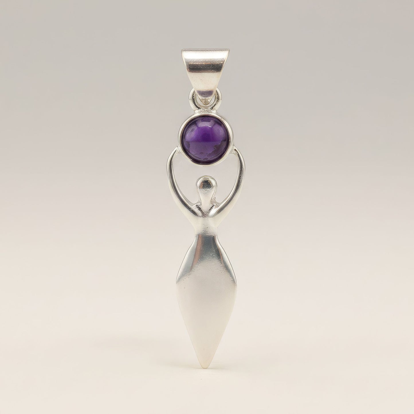 Indian Devotional Pendant - Silver Plated (45cm Cord)- Goddess Amethyst – lifestyle shot