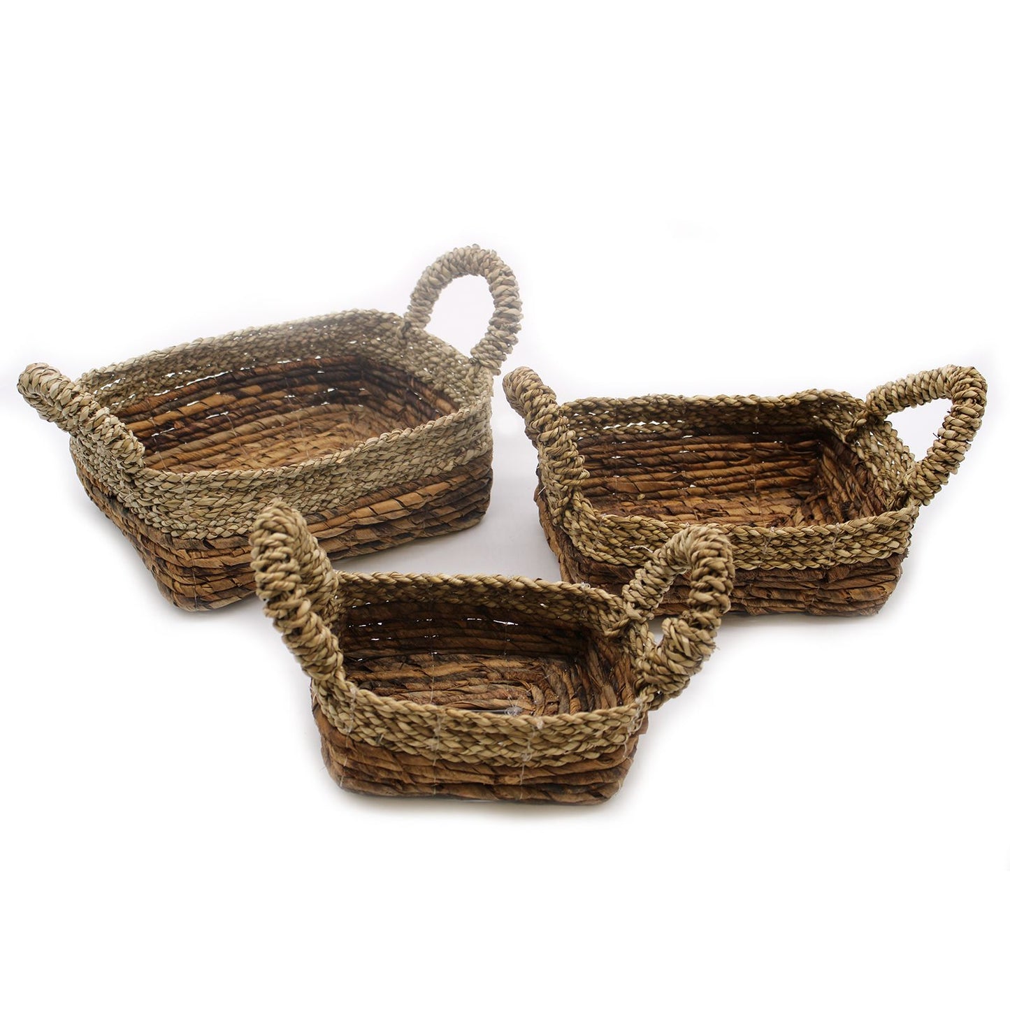 Banana Leaf & Seagrass Square Basket – Set of 3