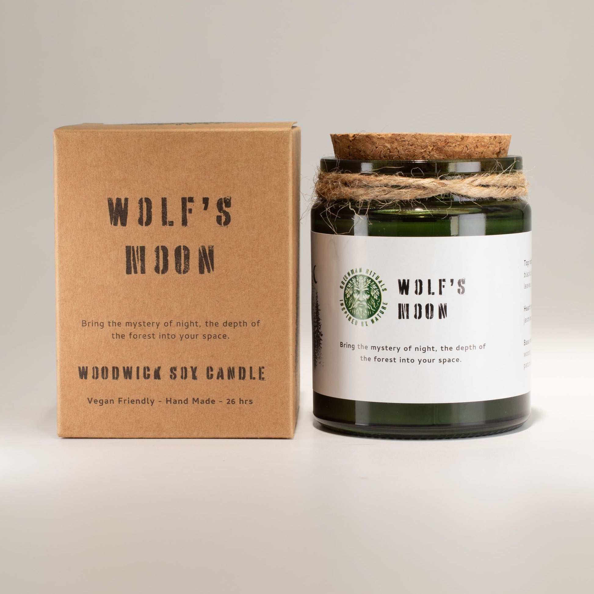 Greenman Woodwick Soy Candle - Wolf's Moon – detail view
