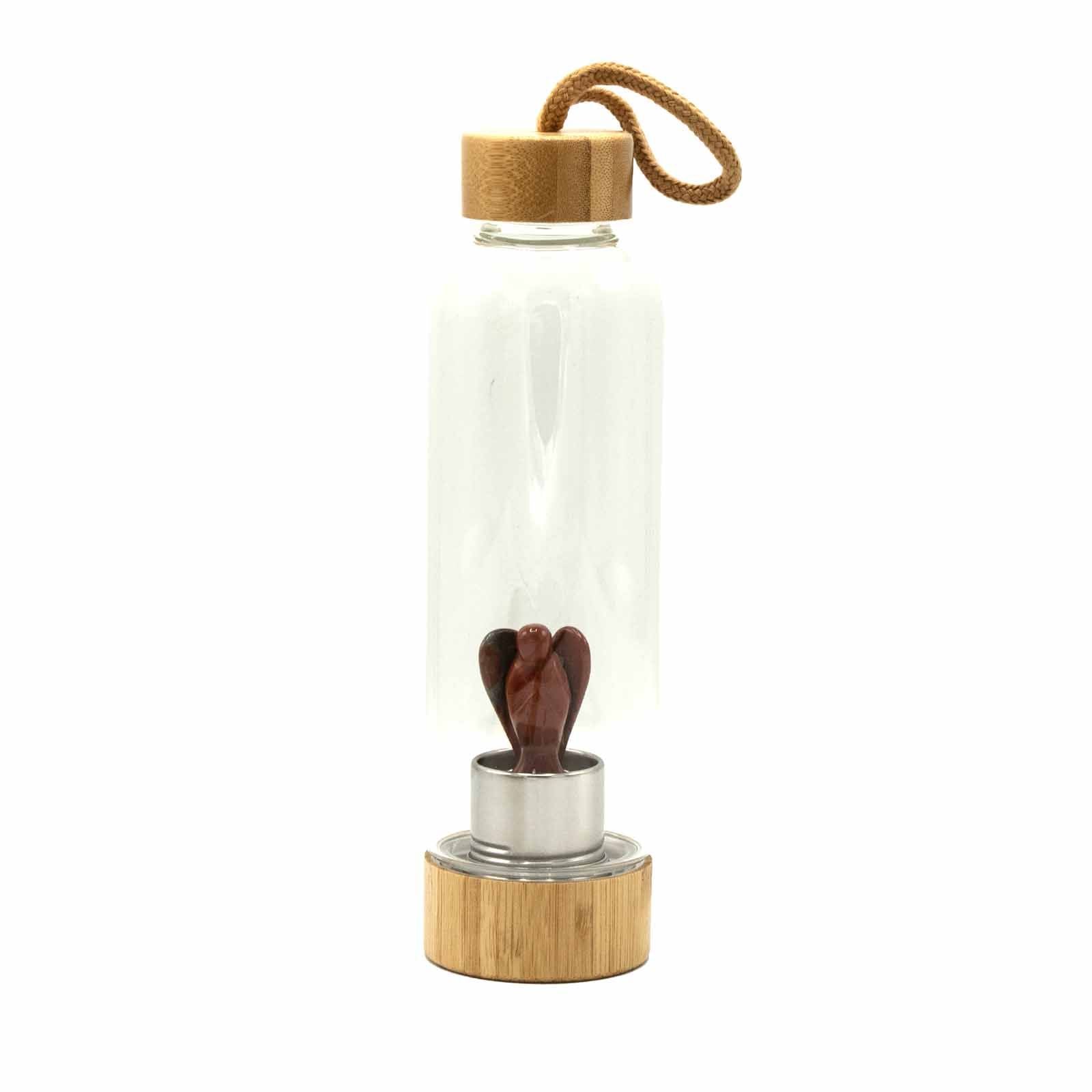 Crystal Infused Glass Water Bottle - Invigorating Red Jasper - Angel | Auro & Co