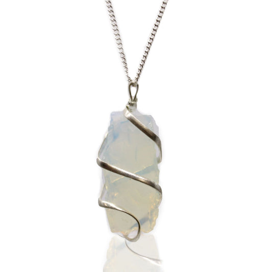 Cascade Wrapped Gemstone Necklace - Rough Opalite | Auro & Co