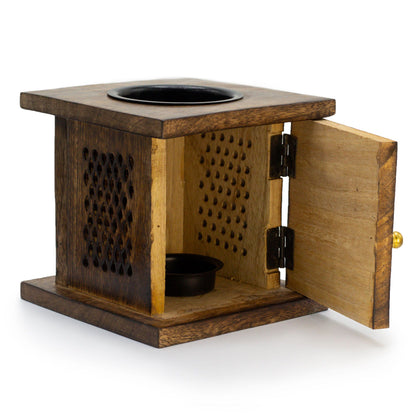 Tree of Life Mango Wood Box Oil Burner, Large