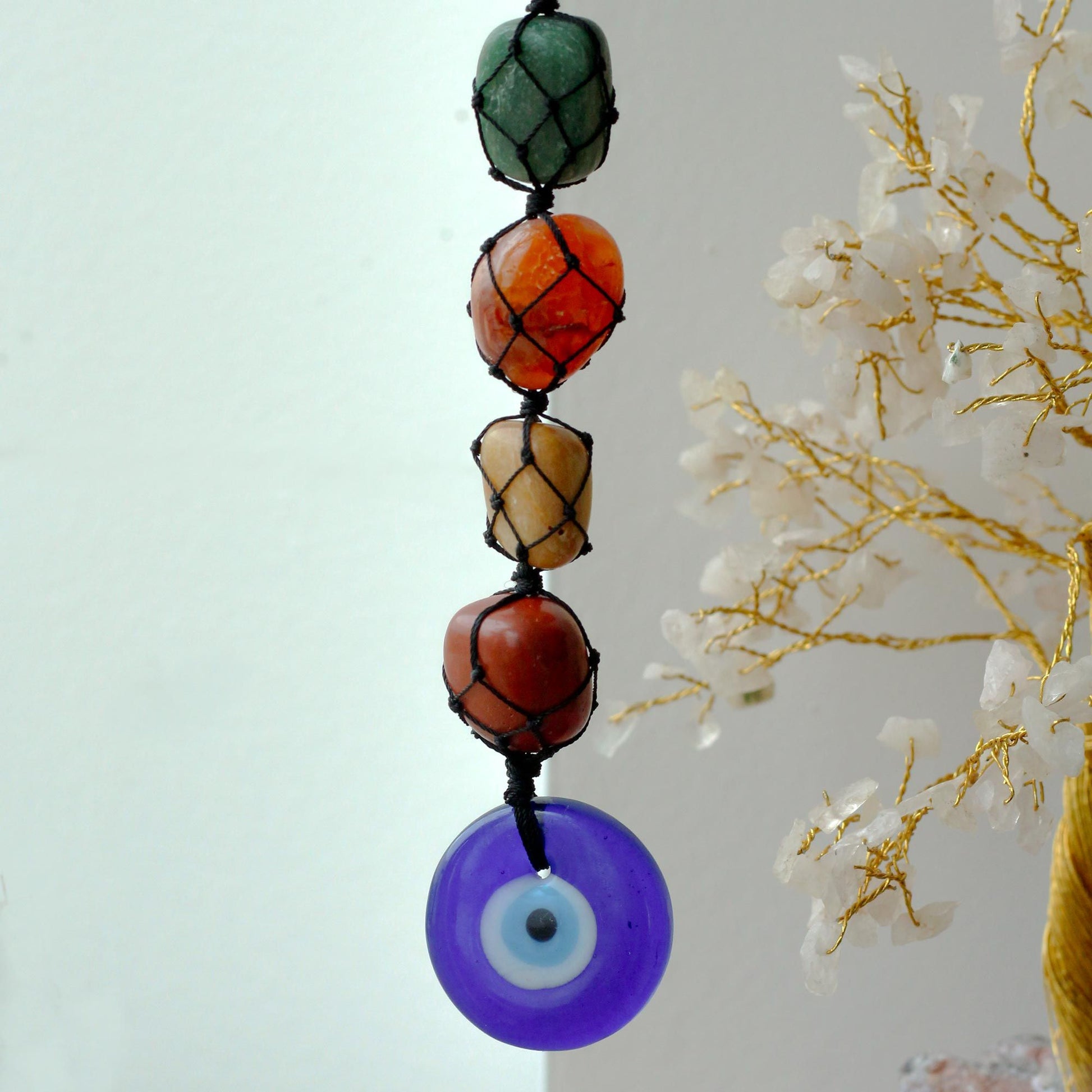 Hanging Chakra Stone  Pendant - Evil Eye – detail view