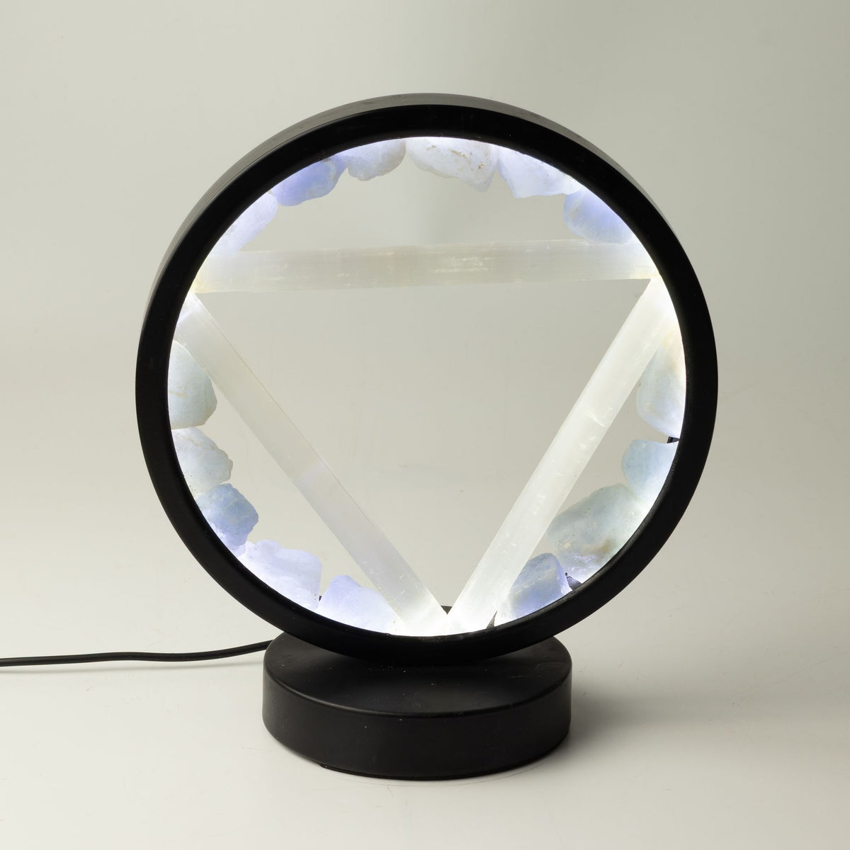 Water Gemstone Halo Lamp, Aquamarine and Selenite