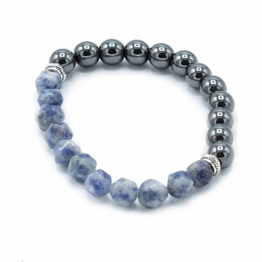 Faceted Gemstone Bracelet - Magnetic Sodalite – detail view