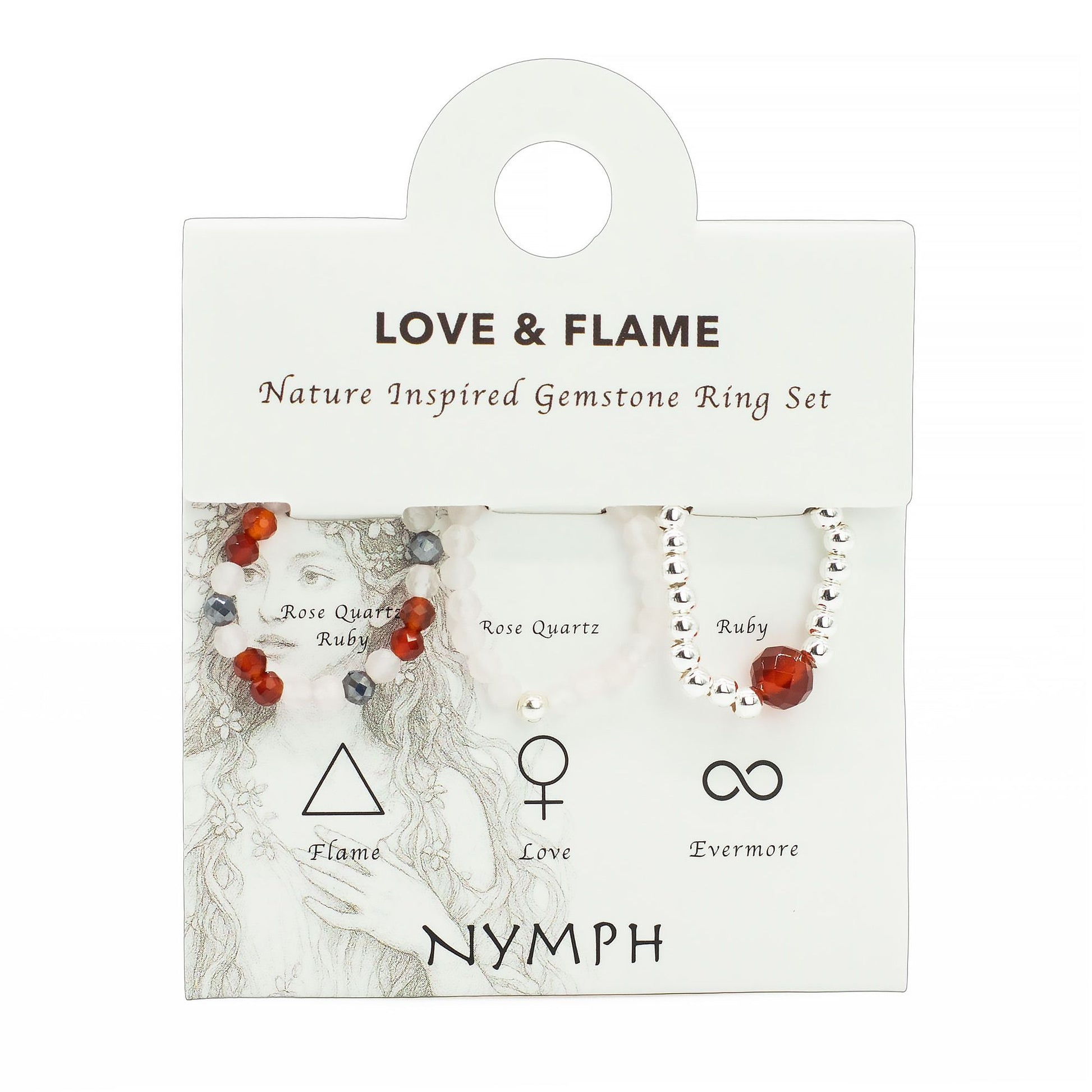 Nymph Spirit Gemstone Ring Set - Love & Flame – detail view