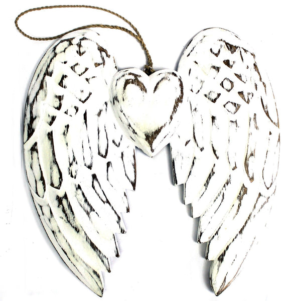 Hand Crafted Double Angel Wing & Heart - 24cm | Auro & Co