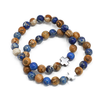 Set of 2 Gemstones Friendship Bracelets - Support - Sodalite & Picture Stone – product image 9