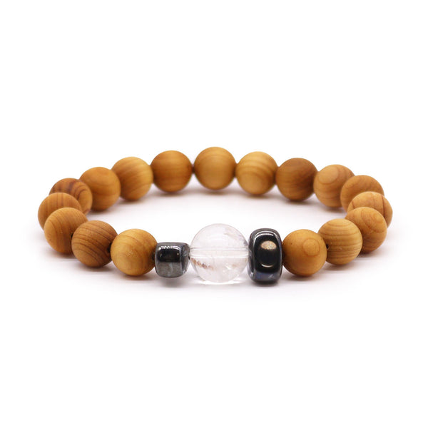 Cedarwood Crown Chakra Bangle with Clear Quartz | Auro & Co
