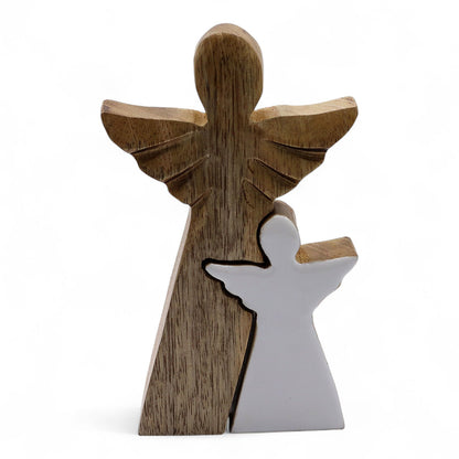 Mango Wood Angel in Angel - White Enamel | Auro & Co