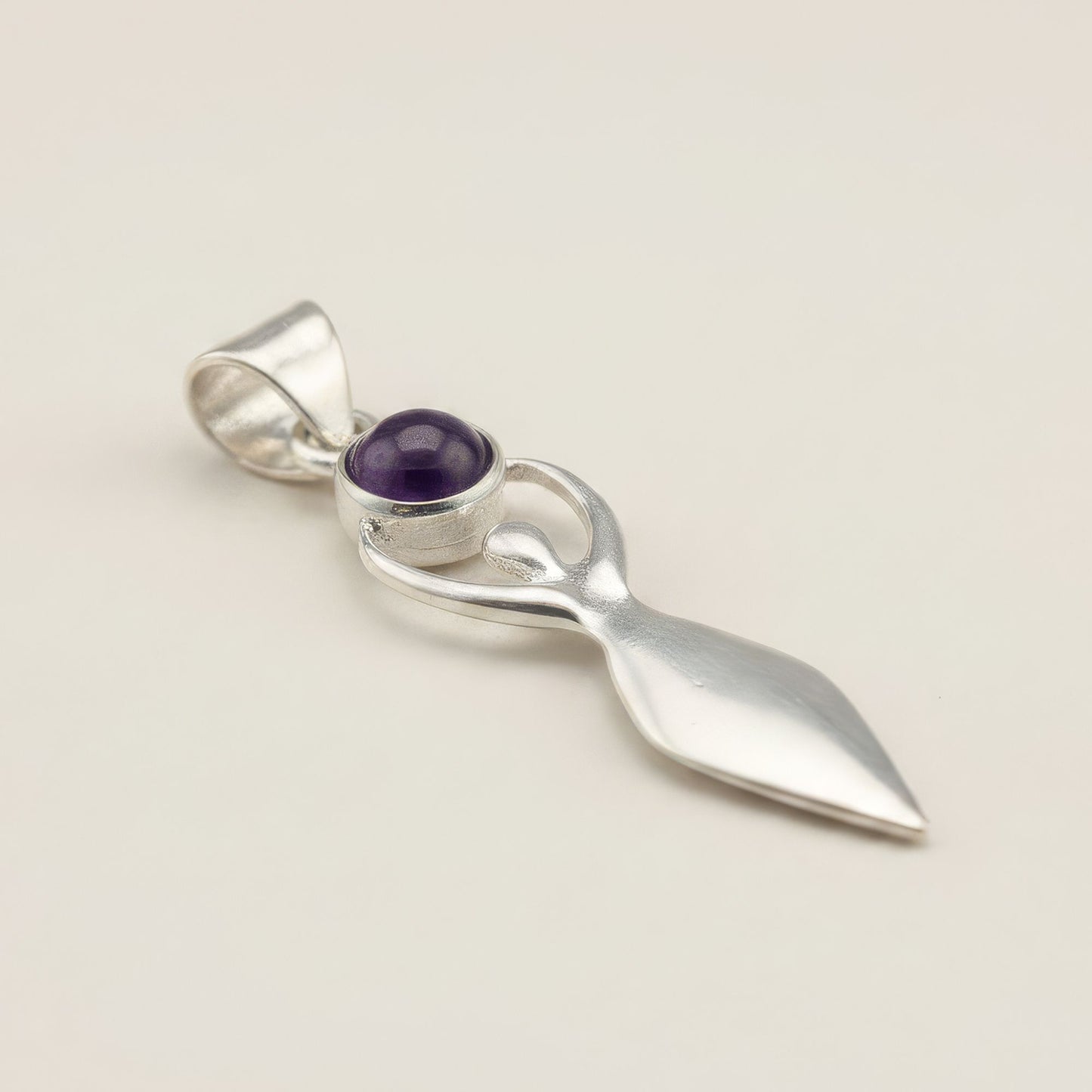 Indian Devotional Pendant - Silver Plated (45cm Cord)- Goddess Amethyst – packaging