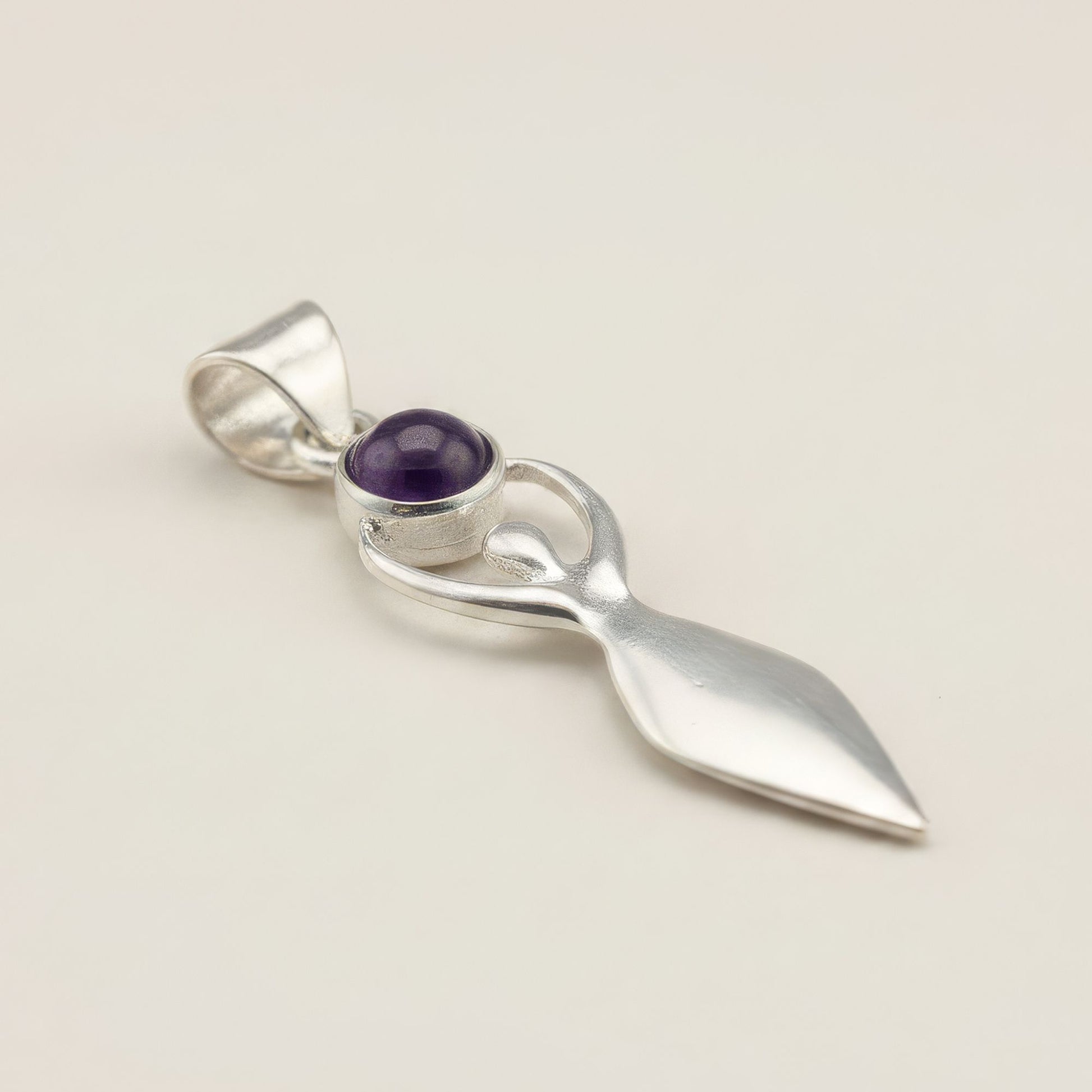 Indian Devotional Pendant - Silver Plated (45cm Cord)- Goddess Amethyst – packaging