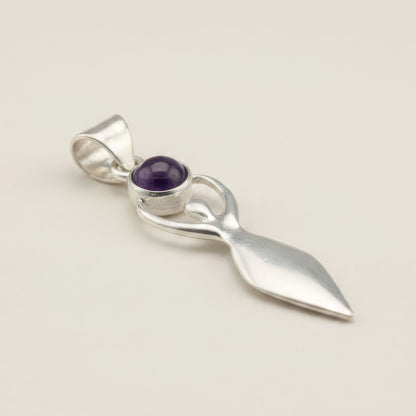 Indian Devotional Pendant - Silver Plated (45cm Cord)- Goddess Amethyst – packaging