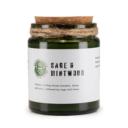 Greenman Woodwick Soy Candle - Sage & Mintwood | Auro & Co