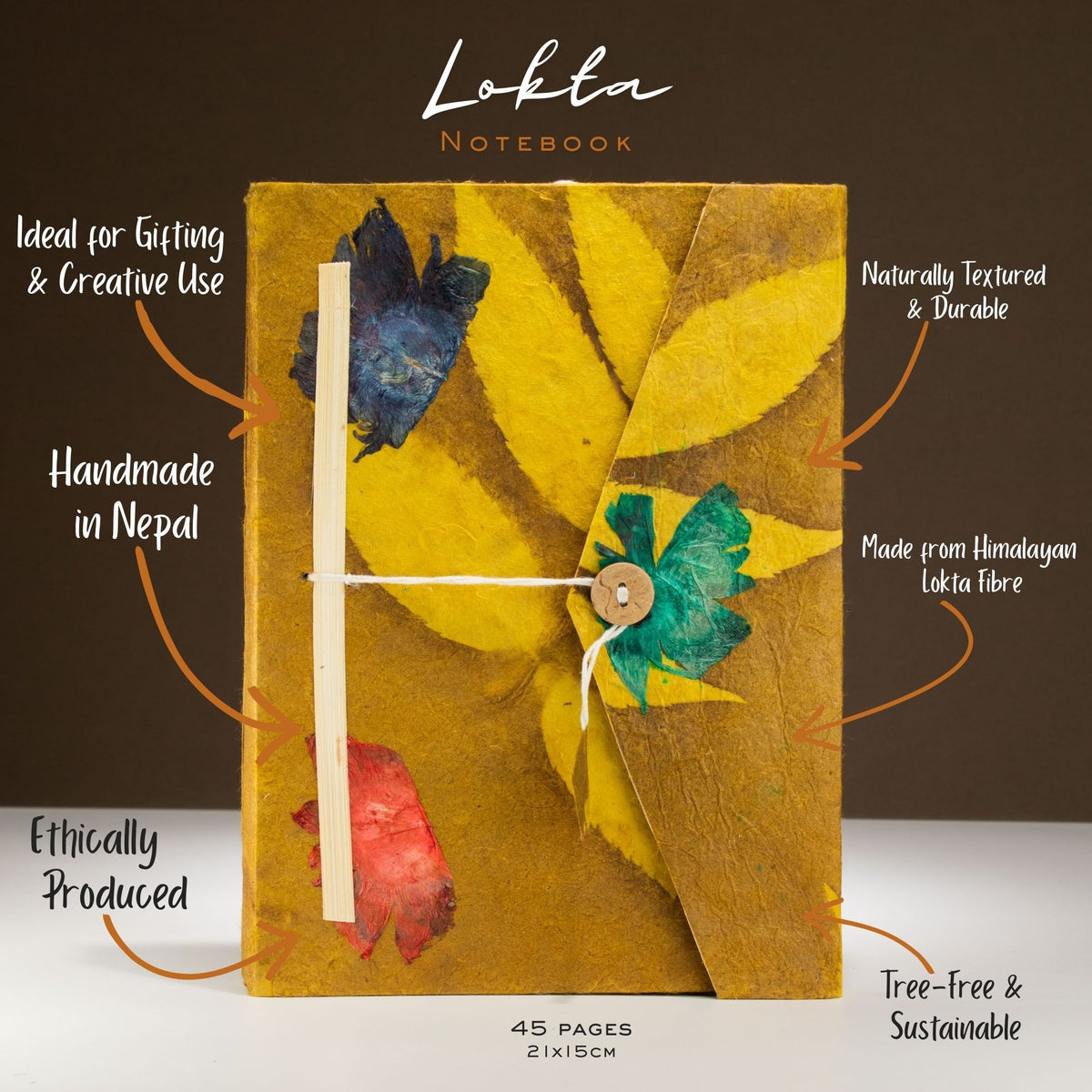 Mustard Brown Lokta Notebook, Large