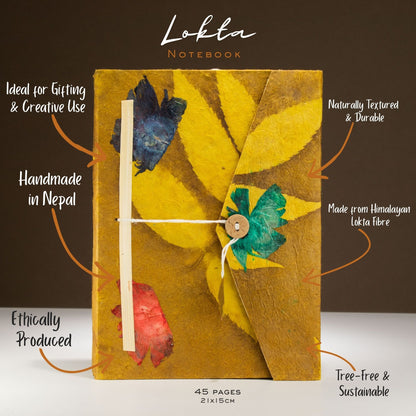 Mustard Brown Lokta Notebook, Large