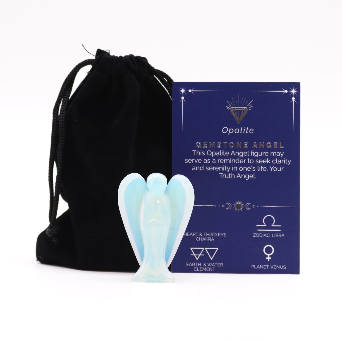 Hand Carved Gemstone Angel - Opalite | Auro & Co