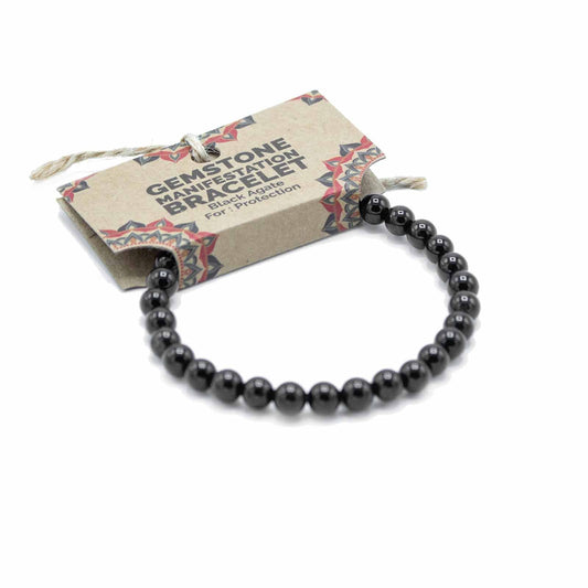 Gemstone Manifestation Bracelet - Black Agate - Protection | Auro & Co