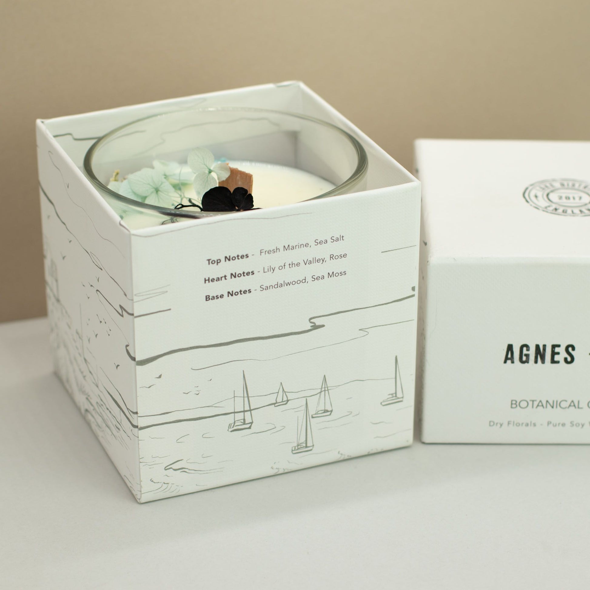 Agnes + Cat Botanical Soy Wax Candle - Seasalt & Moss – lifestyle shot