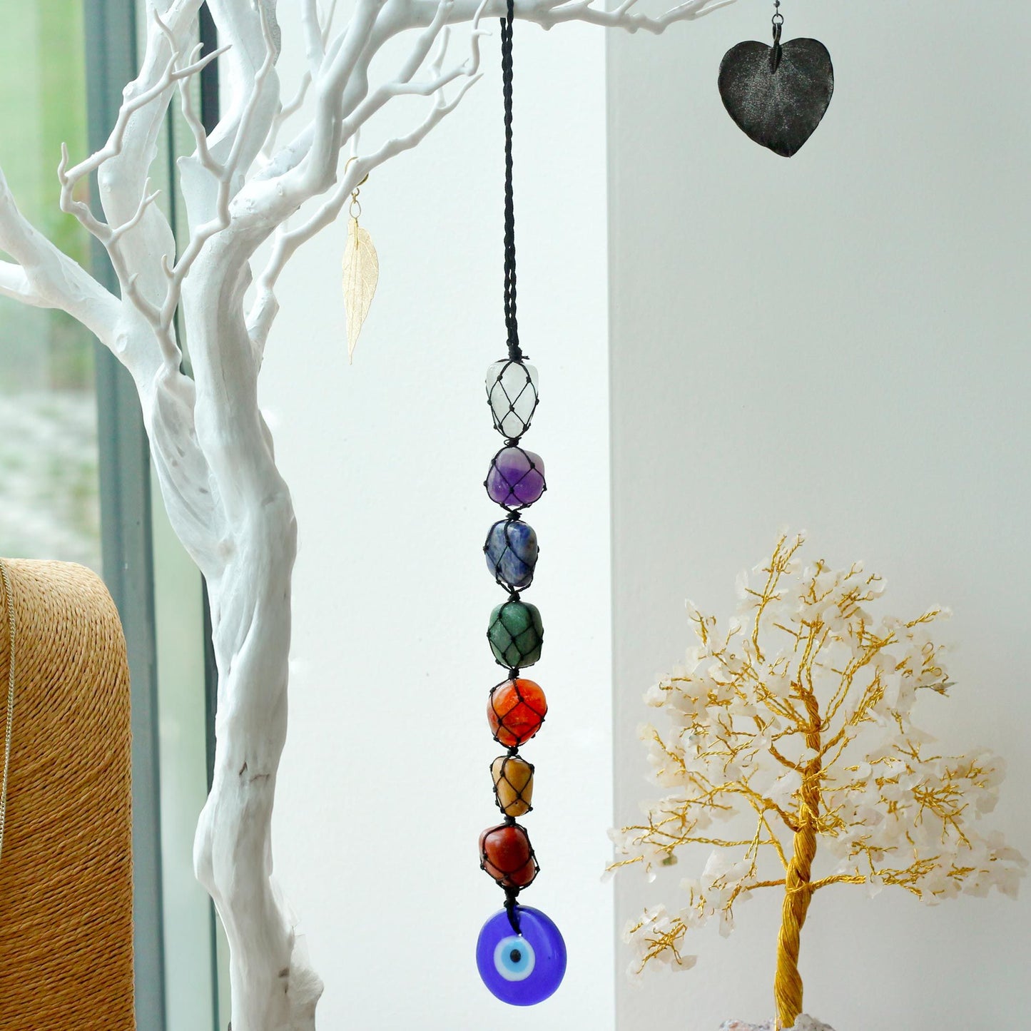 Hanging Chakra Stone  Pendant - Evil Eye – lifestyle shot