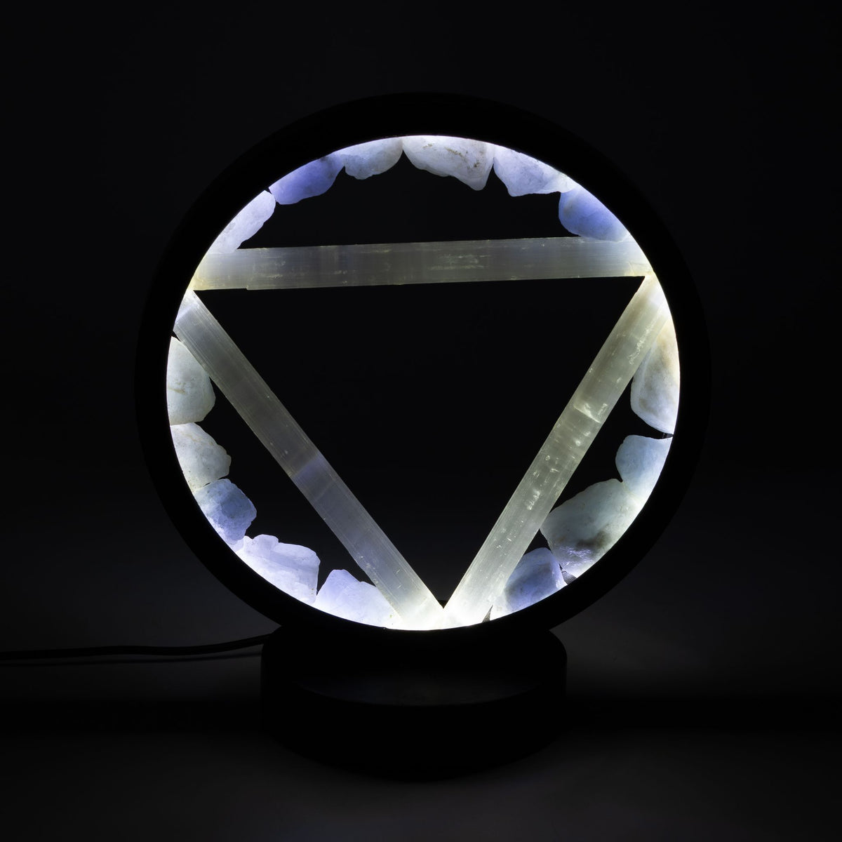 Water Gemstone Halo Lamp, Aquamarine and Selenite