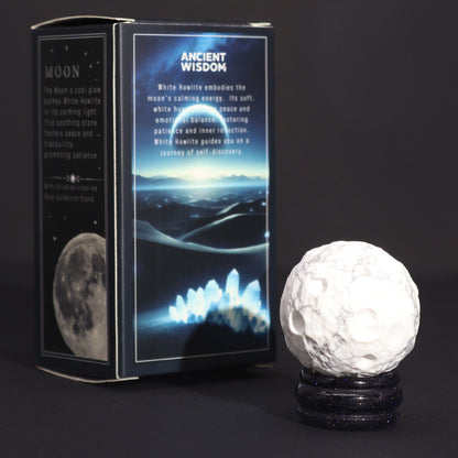 White Howlite Planet on a Sola Goldstone Stand (MOON) – product image 5