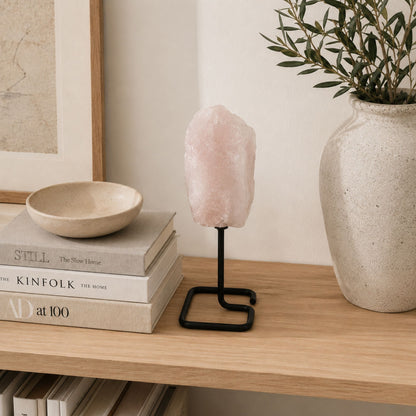 Rose Quartz Mineral Specimen on Stand