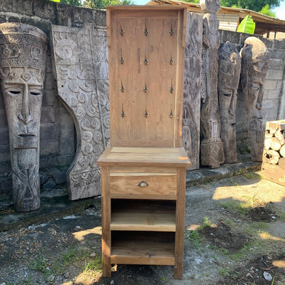 Display Stand with Hooks and Storage – detail view
