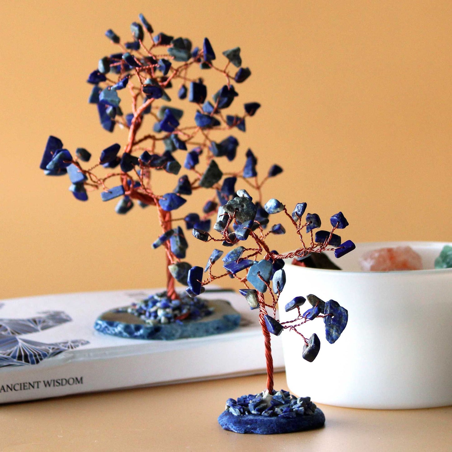Gemstone Tree - Sodalite on Blue Agate Base (35 stones) – lifestyle shot