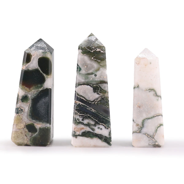 Gemstone Obelisk Point approx 5cm - Moss Agate | Auro & Co