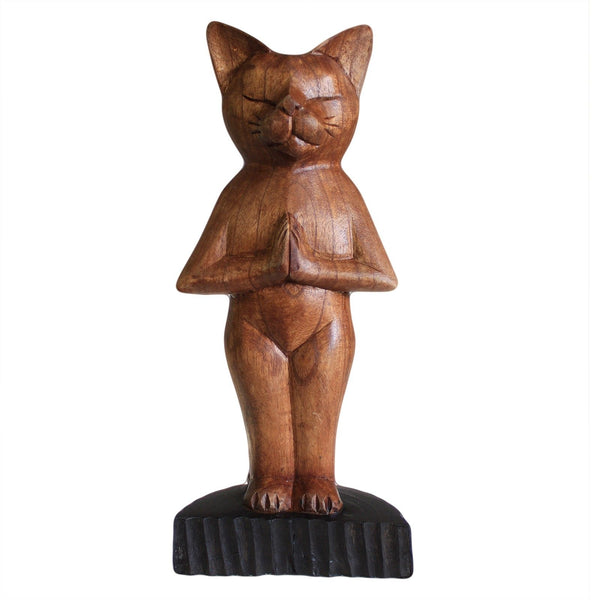 Handcarved Yoga Cats - Standing | Auro & Co