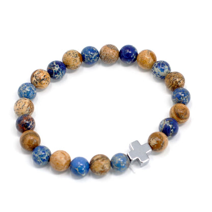 Set of 2 Gemstones Friendship Bracelets - Support - Sodalite & Picture Stone – detail view