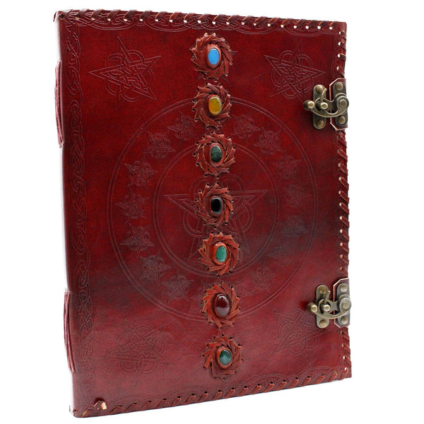 Huge 7 Chakra Leather Book - 10x13 (200 pages) | Auro & Co