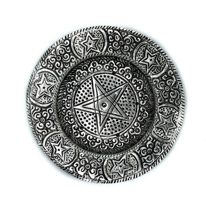 Pentagram Incense Holder - Polished Aluminium, 11.5cm