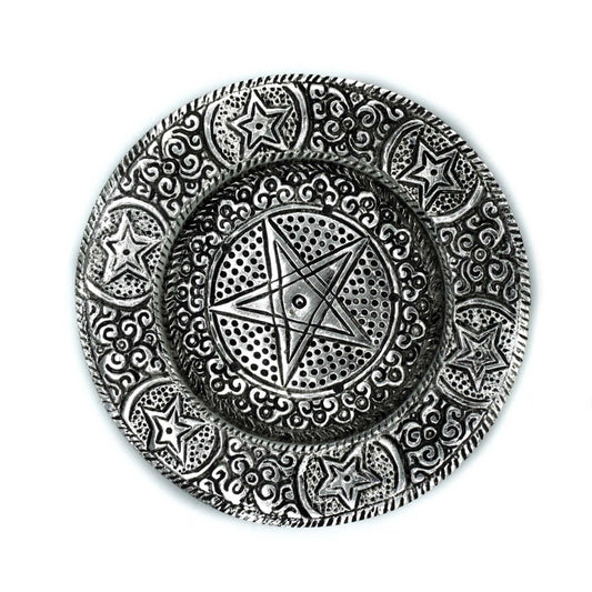 Pentagram Incense Holder - Polished Aluminium, 11.5cm