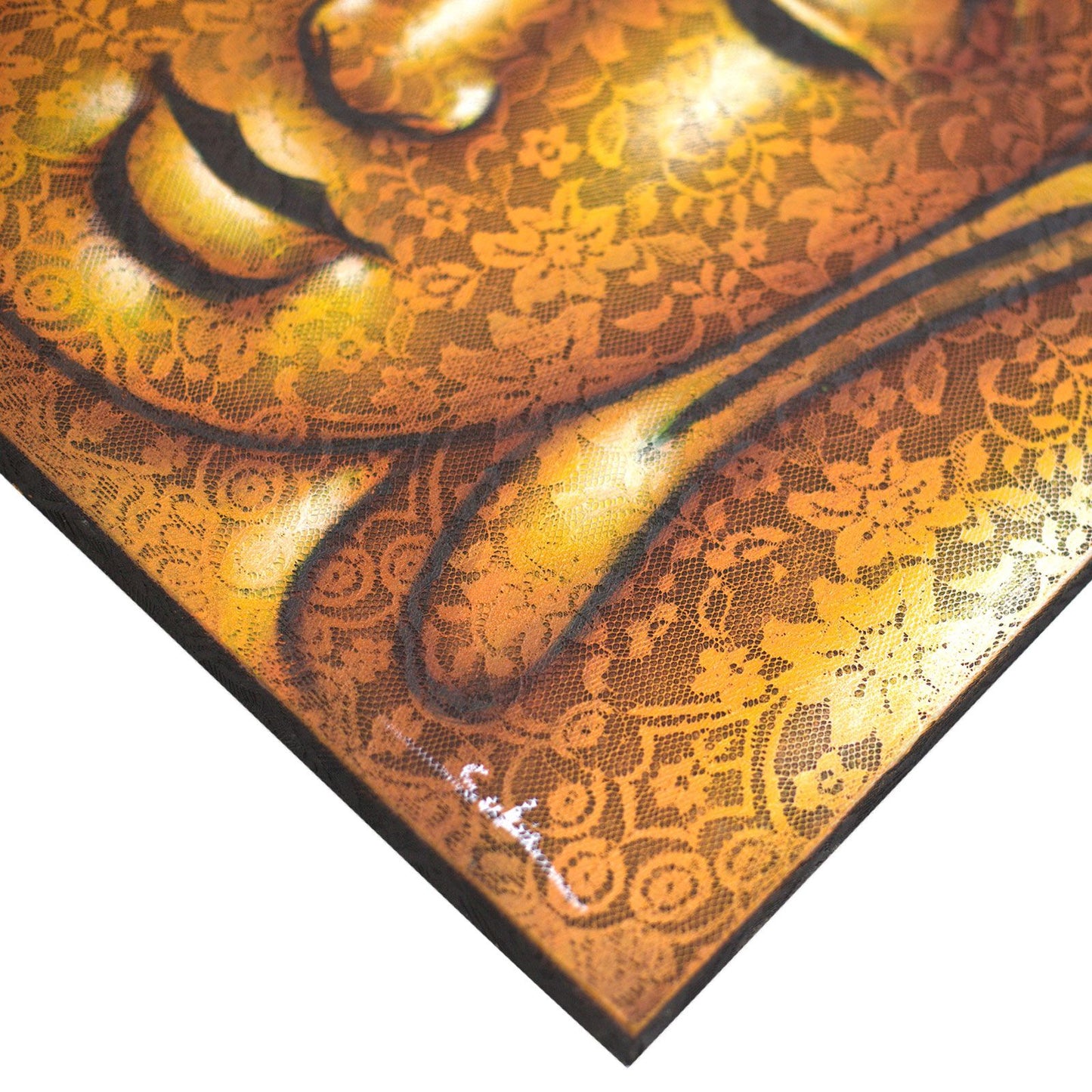 Buddha Painting - Gold Brocade Detail – detail view