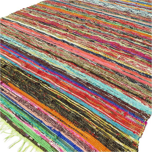 Luxury Handwoven Rag Rug – Green (151 × 90 cm)