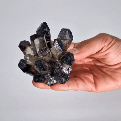 Crafted Quartz Cluster - Smoky Ghost Quartz – lifestyle shot