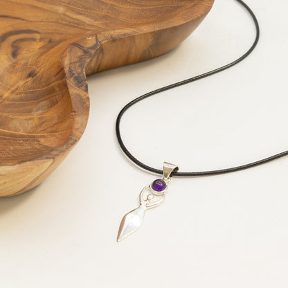 Indian Devotional Pendant - Silver Plated (45cm Cord)- Goddess Amethyst – product image 5