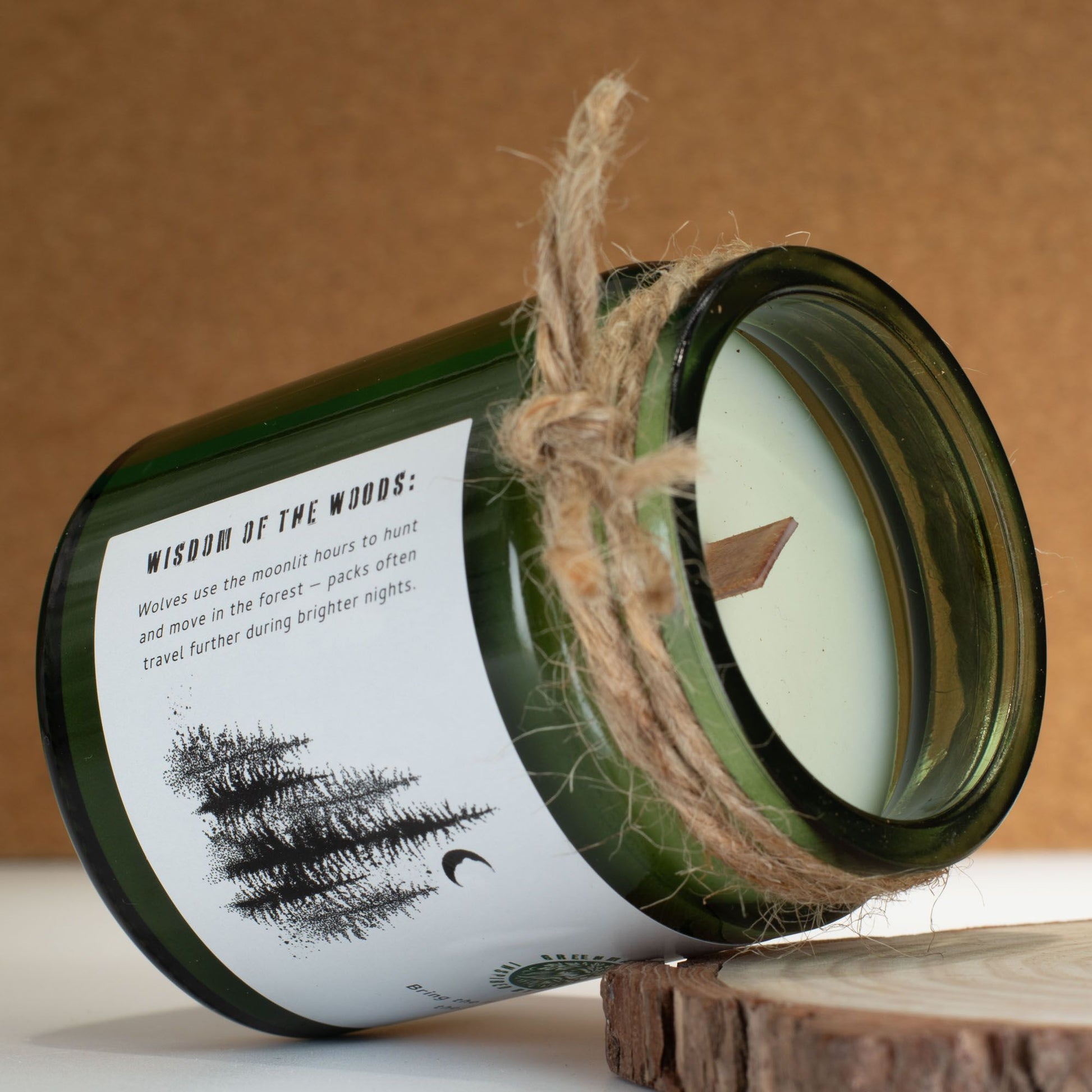 Greenman Woodwick Soy Candle - Wolf's Moon – packaging