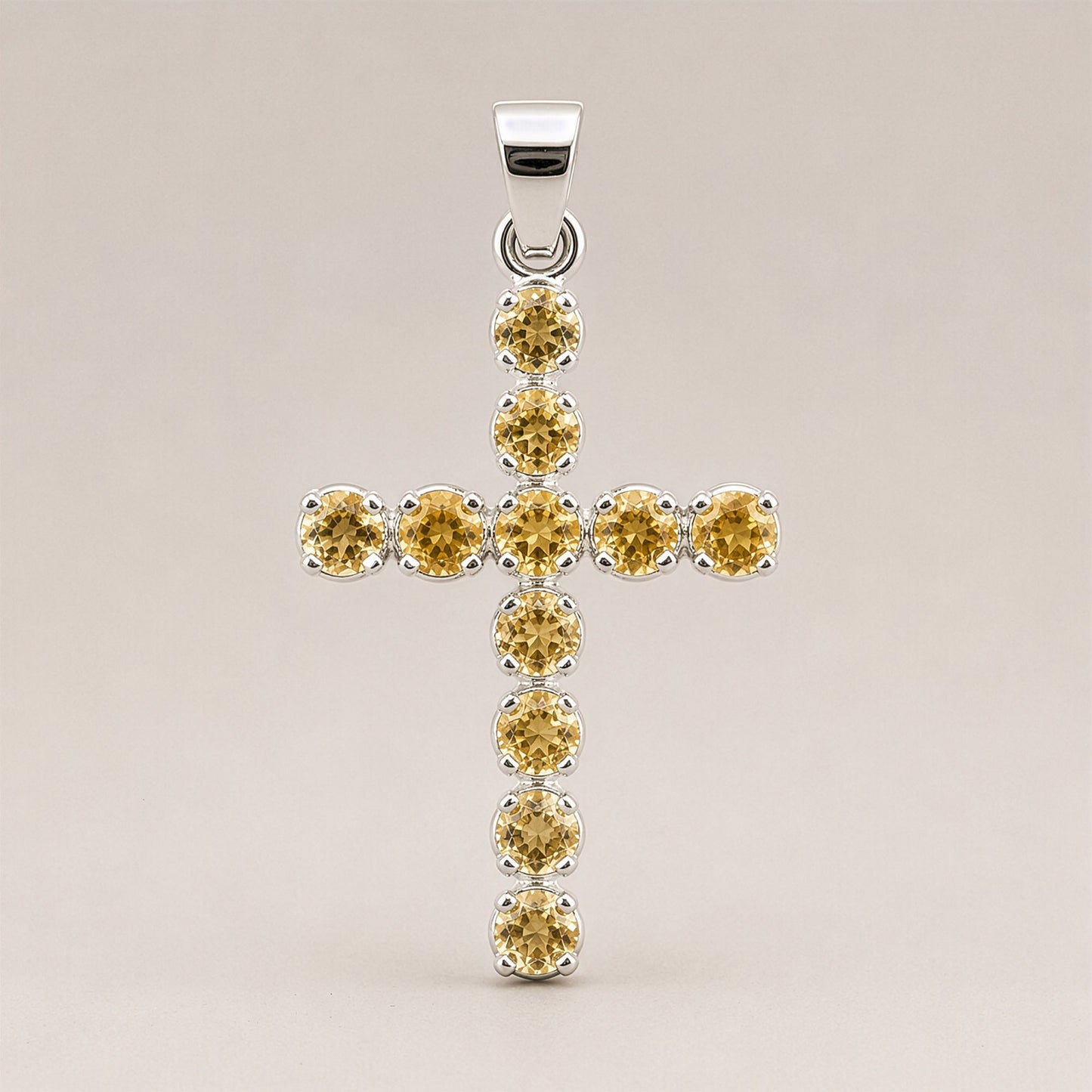 Indian Devotional Pendant - Silver Plated (45cm Chain)- Citrine Crucifix – product image 6