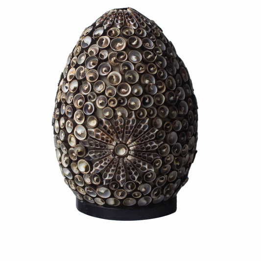 Ebony Pearl Twist Lamp – Dark Chocolate Seashell Glow (20cm)