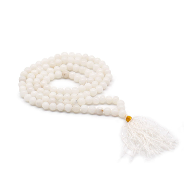 108 Bead Mala - White Quartz | Auro & Co